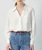 Camisa feminina VEGA branca de manga longa, novo estilo primavera 2026, blusa solta com acabamento em renda estilo europeu