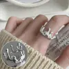 Anillo Minimalista Redondo de Perlas Japonés y Coreano para Mujer, Estilo Europeo y Americano, Geométrico, Estilo Fresco, Ajustable, Anillo de Dedo Índice Transfronterizo de Moda