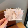 Grampo de Cabelo com Bordado de Borboleta em Renda para Meninas, Presilha de Cabelo Fofa Estilo Vintage Celebridade da Internet, Par de Acessórios para Franja de Princesa