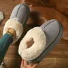 Sapatos de Inverno de Camurça Pelúcia Algodão com Solado Grosso Quentes com Plus Veludo Sapatos Peludos Masculinos e Femininos para Casa Interno Antiderrapante Solado Macio Cobertura de Calcanhar Sapatos de Algodão