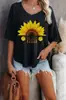 Tienda independiente de comercio electrónico transfronterizo shopify Amazon bienvenida nueva camiseta de mujer con estampado de girasol
