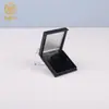 Embalagem Quadrada para Maquiagem com Espelho, Interior Redondo, Design Flip-Top, Caixa Simples Preta Monocromática para Sombra, Estojo Plástico Vazio