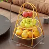 Bandeja de Frutas para Uso Doméstico, Cesta de Frutas de Múltiplos Andares para Mesa de Centro da Sala de Estar, Exibição de Lanches para Desktop, Suporte de Armazenamento de Frutas, Luxo Leve de Alta Qualidade