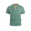Camisa Polo Casual Simple de Manga Corta con Botones Decorados, Serie de Colores, Versátil, Estilo Europeo y Americano Transfronterizo, Camisa de Manga Corta para Hombre de Comercio Exterior