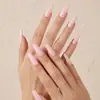 Parches de Uñas Postizas de Color Sólido de Longitud Media Estilo Europeo y Americano, Arte de Uñas Simple Blanco a la Moda, Uñas Portátiles, Piezas de Uñas Portátiles