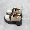 Mocasines Blancos de Tacón Grueso para Mujer, Nuevo Estilo Primavera 2026, Cierre de Cordones Delantero, Zapatos de Suela Gruesa que Aumentan la Altura, Zapatos de Cuero Versátiles Estilo Británico