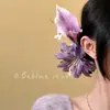 Grampo de Cabelo Flor Roxa Pura com Presilha Lateral, Estilo Férias na Praia, Atmosfera de Flor Anêmona do Mar, Acessório de Cabelo Flor Realista