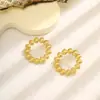 Pendientes Retro de Rayas Verticales Estilo Europeo y Americano Estilo Lujo Ligero Acero Inoxidable Corazón Hueco Pendientes de Mariposa Pendientes de Nicho para Mujer