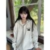 Sentido Neutro de Alta Gama Americano Vintage Top con Capucha Ropa Sudadera con Capucha Estampada Abrigo para Mujer Talla Grande Minimalista