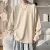 Camiseta Térmica Masculina Nova Outono/Inverno, Gola Alta Meia, Tamanho Plus Size, Cor Sólida, Camada Base Fashion e Versátil