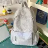 Mochila Leve com Listras Cinza-Azul em Estilo Japonês, Adequada para Estudantes do Ensino Médio, para Aula, Deslocamento e Uso ao Ar Livre