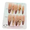 Arte de Unhas Artesanal de Luxo com Gradiente Rosa Dourado e Pedrarias, Elegante e Realçadora da Pele, Produto Final de Arte de Unhas de Alto Padrão Estilo Ins