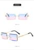 Nuevas Gafas de Sol sin Montura con Corte al Borde para Mujer, Gafas de Sol Cuadradas Degradadas de Celebridad de Internet, Gafas Ojo de Gato de Moda Transfronteriza