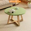 Mesa de Centro Simples para Apartamento Pequeno Sala de Estar Combinação para Casa Mesa Lateral de Sofá Varanda Madeira Maciça Minimalista Mesa Redonda Pequena Mesa de Chá Madeira Maciça