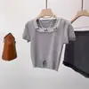 Zhi Xiao 2025 Primavera Novo Estilo Coreano Doce Redutor de Idade Renda Patchwork Suéter Feminino Slimming Top