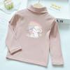 Camisa Base Vermelha para Meninas Primavera e Outono Fina para Bebês Meninas Top de Algodão de Gola Alta para Bebês Camiseta de Manga Longa Infantil para Mulheres