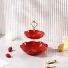 Plato de Frutas Multicapa con Forma de Flor de Lujo Ligero Set de Platos con Palillos de Plástico para el Hogar Plato de Dulces Frutas Deshidratadas Plato de Frutas Bocadillos Frutos Secos Postre