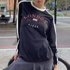 Moda Tendencia Elegante Versátil Color Contrastante Manga Larga Patrón Inglés Sudadera Manga Larga Exportación Europea y Americana 2024