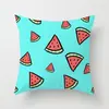 Fronha Fofa Estampada com Frutas de Verão Capa de Almofada para Encosto de Sofá de Sala de Estar de Verão Refrescante Melancia Banana