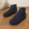 Botines Chelsea de ante negro transfronterizos para mujer, tacón grueso, suela gruesa, estilo británico, versátiles, talla grande, zapatos de mujer de comercio exterior