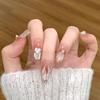 Uñas Portátiles Puras Hechas a Mano, de Gama Alta, Deslumbrantes Hielo-Transparente Ojo de Gato Diamantes Triturados, Lujo Ligero, Puro Deseo, Manicura Dulce y Fresca, Uñas Postizas Removibles