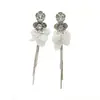 Pendientes Largos de Concha con Borlas, Textura Floral Plateada, Estilo Resort para Mujer, Nuevos de 2025, Joyería para Orejas de Alta Gama para la Costa