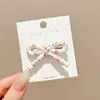 Grampo de cabelo elegante com bolinhas estilo coreano para franja, presilha lateral floral de luxo leve, acessório de cabelo tipo bobby pin