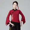 Nuevo traje de ropa para danza cuadrada estilo étnico chino para mediana edad y personas mayores de modal con manga de campana de gasa para bailar mujeres