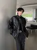 Traje de Motociclista Negro High Street Piel PU para Hombre Primavera y Otoño Estilo Americano Retro Sentido de Alta Gama Pupai Cuello Atractivo Chaqueta de Trabajo