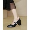 Sapatos Mary Jane estilo francês femininos salto médio nova chegada vinho vermelho cuba rasa bico quadrado sapatos de camada única retro um dedo salto grosso sapatos de salto alto