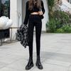 Jeans Cinza Forrado com Lã para Outono e Inverno 2024 para Mulheres, Cintura Alta, Aparência Emagrecedora, Justo ao Corpo, Calças Lápis para Pessoas Baixas