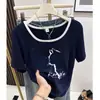 Top de Bloques de Color Adelgazante con Cuello Cuadrado, Nuevo Modelo Verano 2026, Diseño Único y Elegante, Camiseta de Manga Corta de Hombro Normal de Nicho para Mujer
