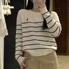Patrón Retorcido Otoño Nuevo para Mujer Moda Casual de Gama Alta Elegante de Manga Larga Logo de Caballo Bordado Tejido de Punto