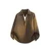 Suéter tejido de dos piezas de estilo casual para hombre con cuello de solapa, diseño versátil de bloques de color, moda de alta gama y corte holgado