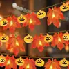 Cadena de Luces LED Hoja de Arce Calabaza Transfronteriza Decoración para Halloween Habitación Patio Fiesta Linterna Cadena de Luces de Hojas Artificiales