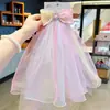 Velo de Princesa Elsa para Niñas, Tocado Súper Hada para Niñas, Pasador de Gasa Flotante con Lazo, Adornos para el Cabello Dulces con Lentejuelas para Niñas Pequeñas