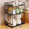 Prateleira de Armazenamento para Mesa, Aparador de Sala de Estar, Organizador de Xícaras de Café, Caneca de Grande Capacidade, Saquinhos de Chá, Lanche, Prateleira de Armazenamento Multicamadas