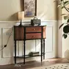 Gabinete de Entrada de Madera Maciza Retro Francés para Apartamento Pequeño Pasillo del Hogar Estante de Almacenamiento Estilo Antiguo