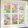 Huevos de Pascua de Flores Frescas Adornos de Huevo de Colores Tienda de Decoración con Atmósfera Fresca Pegatinas Estáticas para Puertas de Vidrio Ventanas Flores