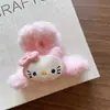 Cor-de-rosa Fofo Coreano Infantil Pelúcia Algodão Personagem de Desenho Animado Cordão de Celular Elástico de Cabelo Elástico de Cabelo para Meninas Grampo Lateral