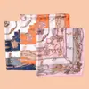 2025 Novo Estilo de Verão Exquisite Corrente Cinto Estampado 70X70 Cetim Chiffon Seda Lenço Atacado Fábrica Fonte