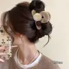 Grampo de garra de pelúcia retrô coreano outono e inverno para cabelos grossos, grampo de cabelo de malha de alta qualidade, novo grampo tubarão 2026 acessório de cabelo feminino