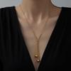 Acero de Titanio Nueva Cadena para Suéter en Forma de Y para Mujer Nicho Lujo Ligero Gama Alta Elegante Collar ins Celebridad de Internet No se Desvanece Moda