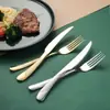 Juego de cuchillo y tenedor de acero inoxidable con diseño de estrella y diamante transfronterizo, vajilla occidental para hotel, juego de dos piezas de cuchillo y tenedor dorados para steak, caja de regalo