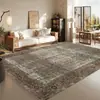 Alfombra para Sala de Estar, Resistente al Desgaste y a las Manchas, Alfombra de Área Grande de Cobertura Total, Imitación Cachemir Persa Retro Americano Alfombra Lavable