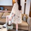 Nueva Camisa de Manga Corta con Diseño Falso de Dos Piezas Estilo Chinoiserie Mariposa para Mujer Verano 2025 Nuevo Top Cardigan Holgado con Cuello Polo