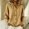 Cárdigan suéter con capucha de punto abotonado estilo europeo y americano 2026, nueva colección otoño/invierno, color liso, ropa casual y de moda para mujer para ventas transfronterizas