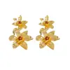 Nuevos pendientes geométricos florales transfronterizos europeos y americanos con textura de moda tridimensional, pendientes de alta gama estilo ins para el día a día