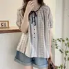 Top Adelgazante para Mujer Tallas Grandes 2026 Nuevo Verano Alta Gama Lujo Ligero Estilo Coreano Camisa Floral de Manga Corta para Mujer