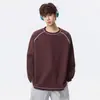 Nova Camiseta Masculina de Waffle com Manga Longa Outono 2026, Top Casual Esportivo Color Block Leve Atlético com Gola Redonda